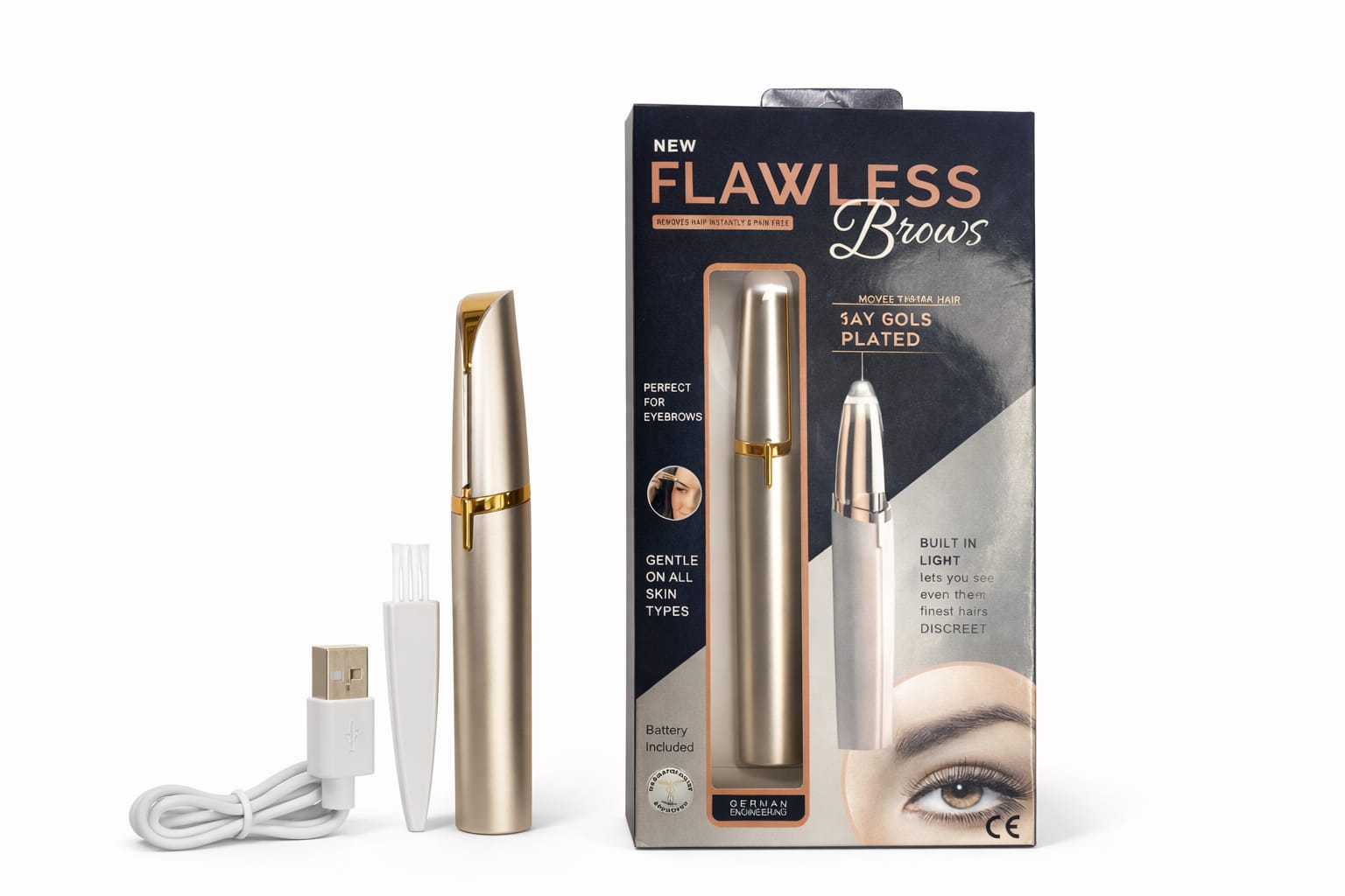 Elektrischer Gesichtshaarentferner Flawless 18K vergoldet